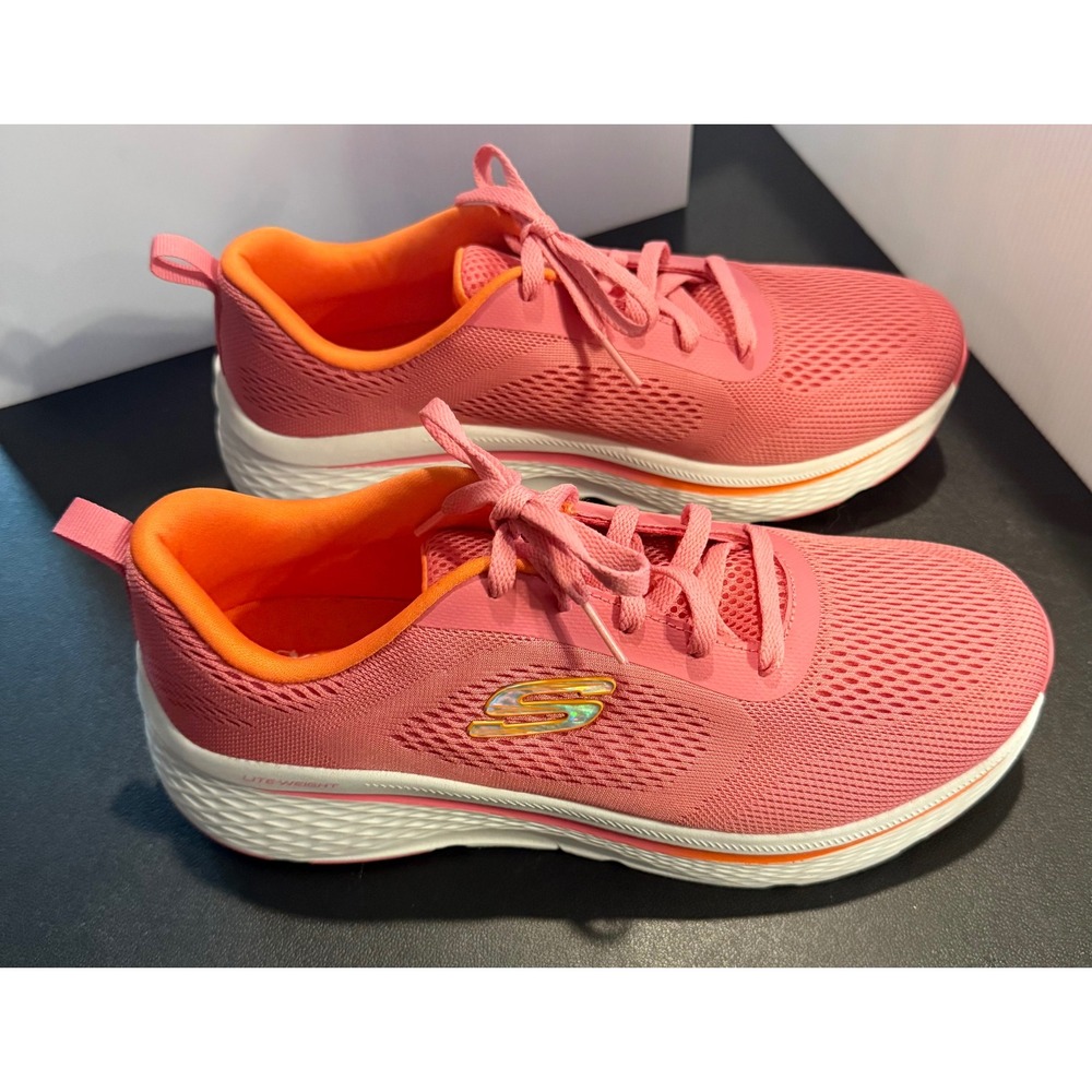 Skechers Womens 9.5 GOrun Lite Weight Running Sneakers Pink Orange Mesh 179223WR